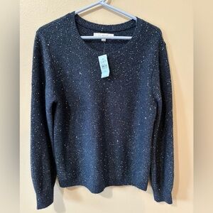 LOFT Women's Sequin Navy Blue Sweater NWT size Large Petite